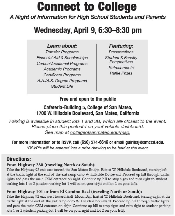 Connect to College - A Night of Information for High School Students and Parents