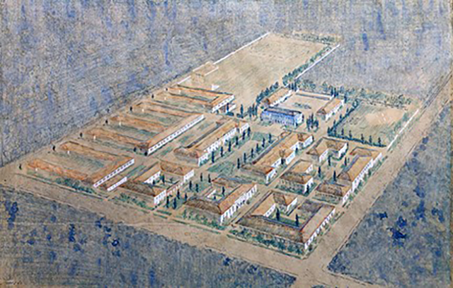 Architect’s rendering of new San Mateo Junior College as envisioned in 1936