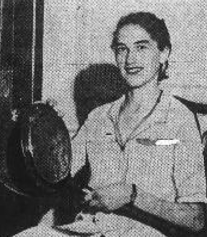 Eleanore Druehl, junior president of the Burlingame Daughters of the American Revolution, shows off a colonial bed-warmer at a DAR event in March 1931, when she was a senior at Burlingame High School