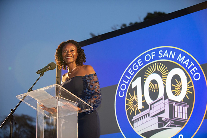 CSM President Dr. Jennifer Taylor-Mendoza provides introductory remarks