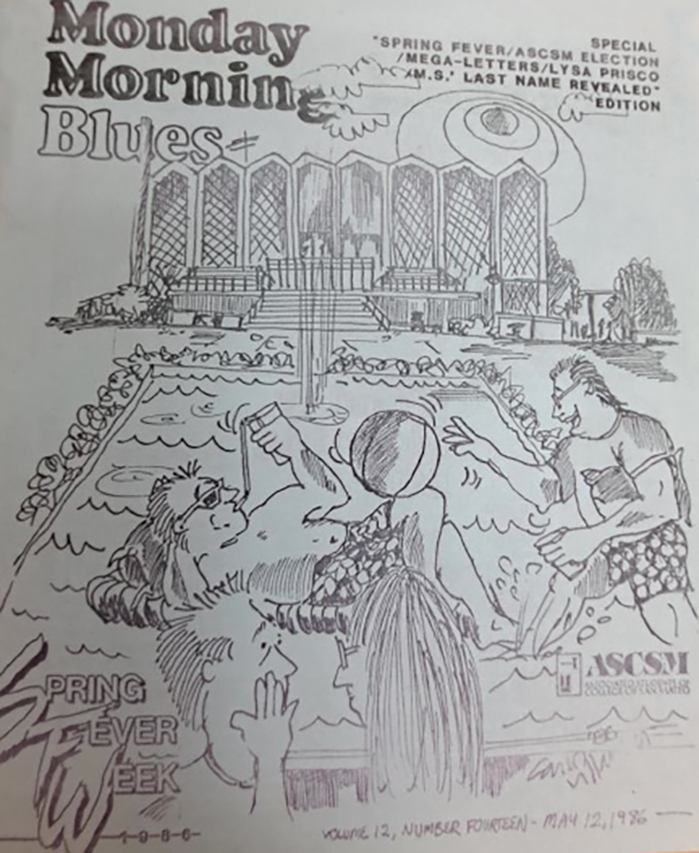 Covers from 1980s issues of student-produced Monday Morning Blues