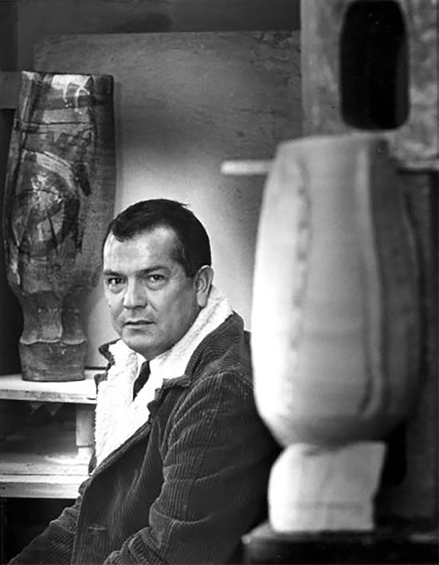 Vince Rascon with some of his work in the 1960s