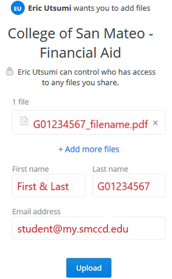 Financial Aid Dropbox Example